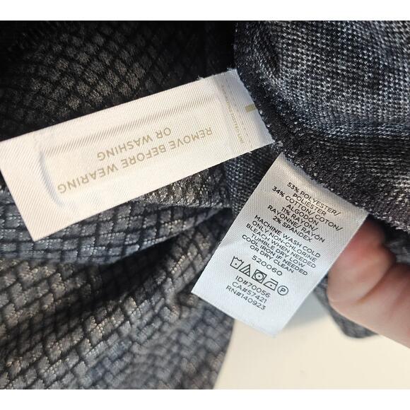 NWT Loft PETITE M MP pull on pants geometric shimmery black grey silver casual - Picture 4 of 8